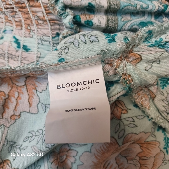 BloomChic Women Size 18-20  Teal and Cream Floral Midi Dress - Picture 15 of 16